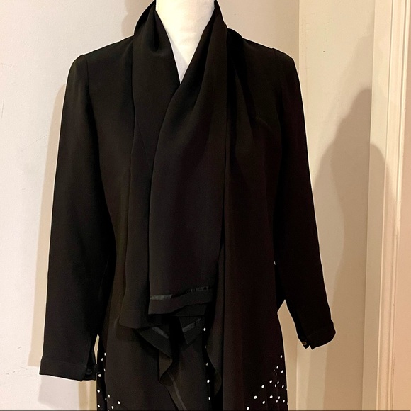 Morgane Le Fay Black Silk Asymmetrical Drape Front Jacket, size S - Picture 9 of 14